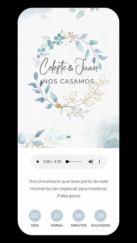 Modelo: Unión — dress code y celebración en invitación digital